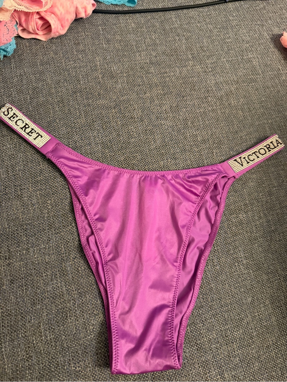 Victoria's Secret purple Satin bling Brazilian new